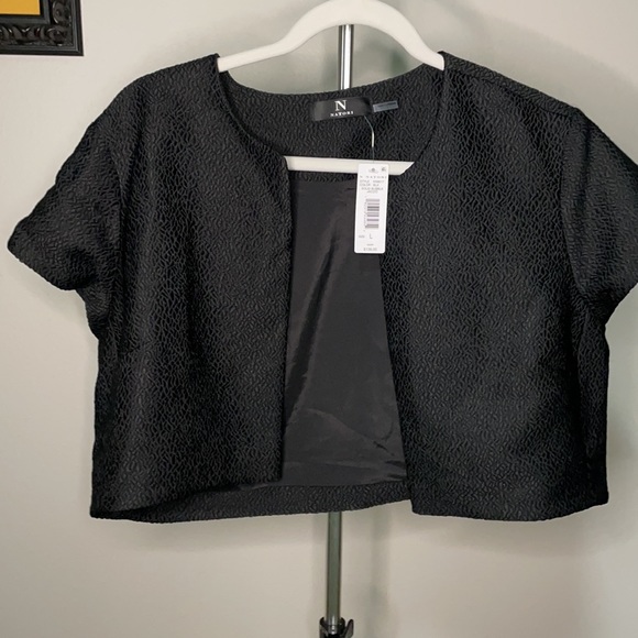 Natori Black Cropped Short Sleeve Jacket Size L - Picture 4 of 6